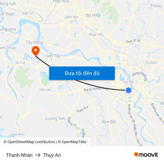 Thanh Nhàn to Thụy An map