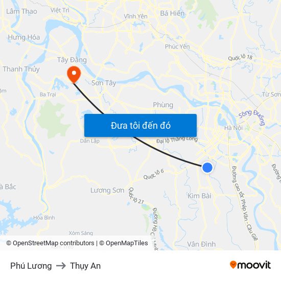 Phú Lương to Thụy An map