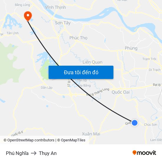 Phú Nghĩa to Thụy An map