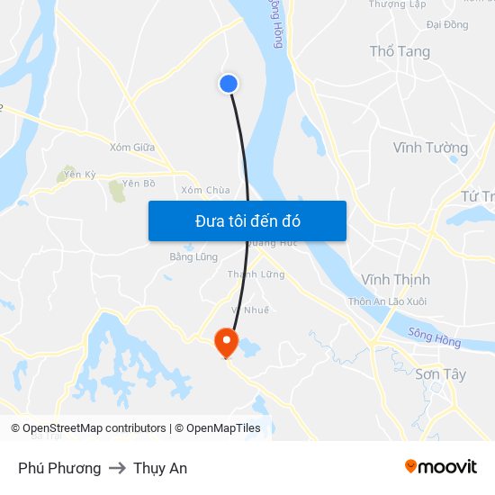 Phú Phương to Thụy An map