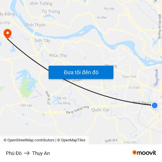 Phú Đô to Thụy An map