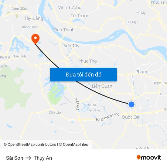 Sài Sơn to Thụy An map