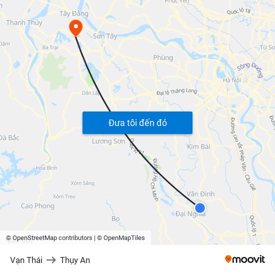 Vạn Thái to Thụy An map