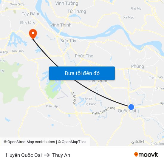 Huyện Quốc Oai to Thụy An map