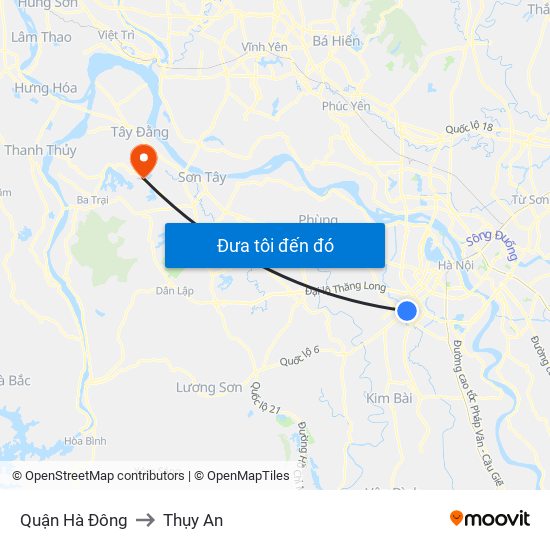 Quận Hà Đông to Thụy An map