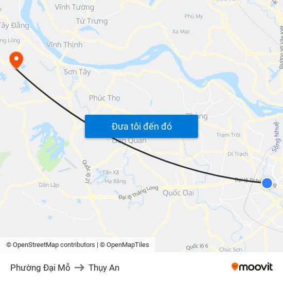 Phường Đại Mỗ to Thụy An map