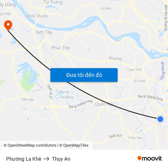 Phường La Khê to Thụy An map