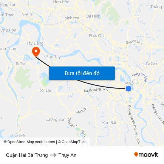 Quận Hai Bà Trưng to Thụy An map