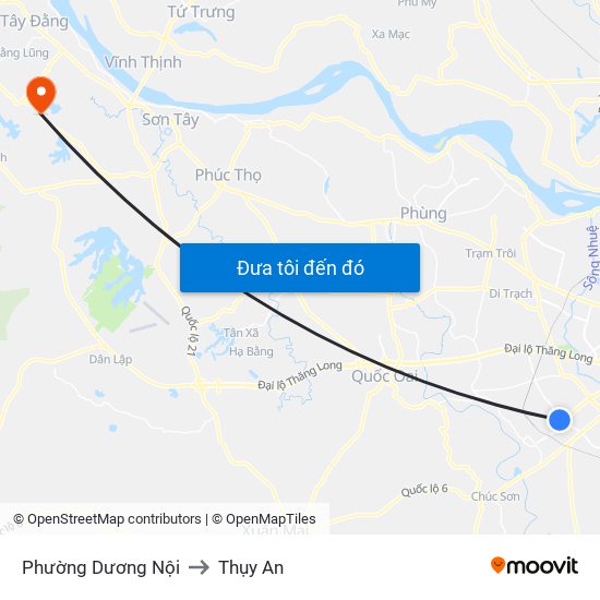 Phường Dương Nội to Thụy An map