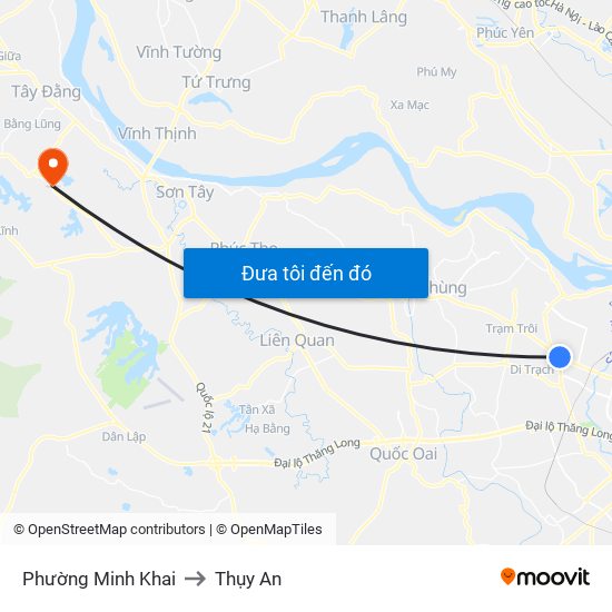 Phường Minh Khai to Thụy An map