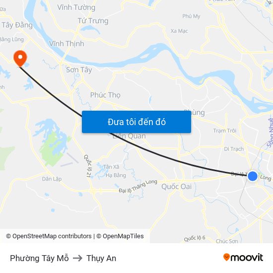 Phường Tây Mỗ to Thụy An map