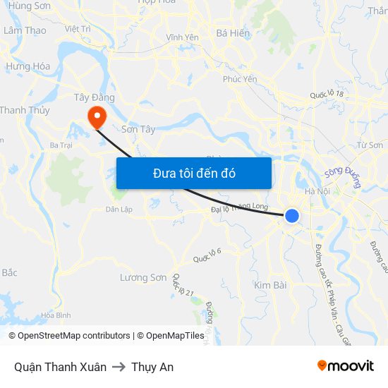 Quận Thanh Xuân to Thụy An map