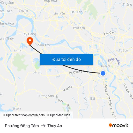 Phường Đồng Tâm to Thụy An map