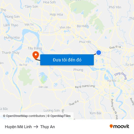 Huyện Mê Linh to Thụy An map