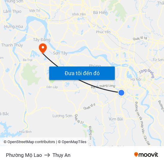 Phường Mộ Lao to Thụy An map