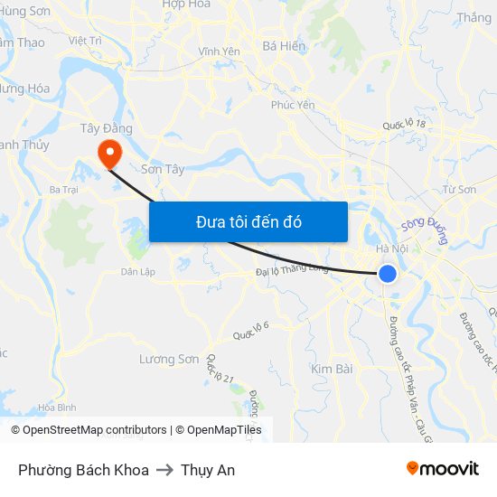 Phường Bách Khoa to Thụy An map