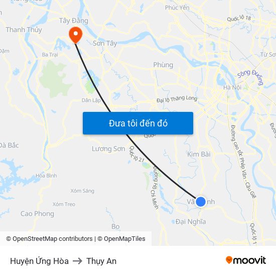 Huyện Ứng Hòa to Thụy An map