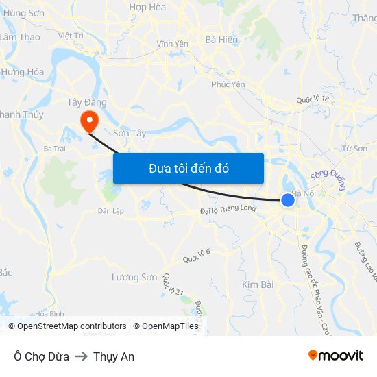 Ô Chợ Dừa to Thụy An map