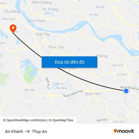 An Khánh to Thụy An map