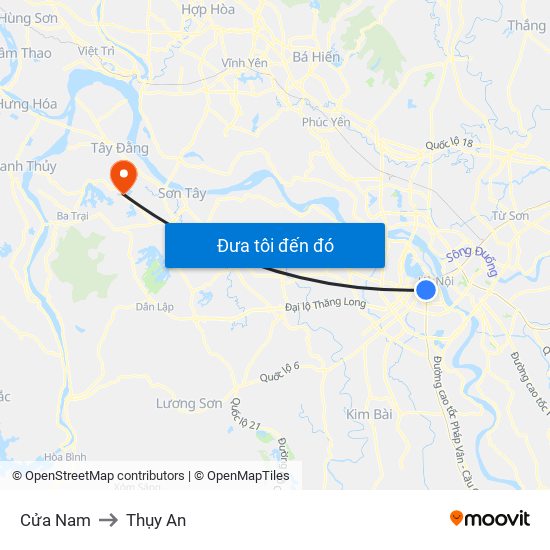 Cửa Nam to Thụy An map