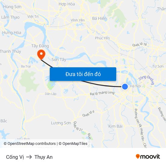 Cống Vị to Thụy An map