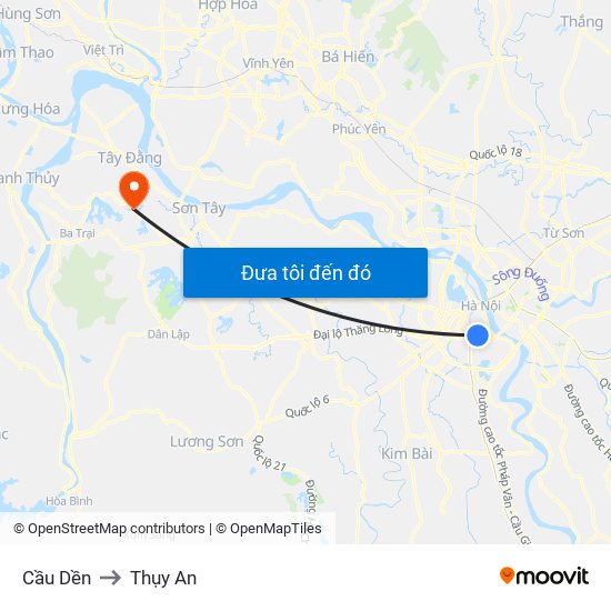 Cầu Dền to Thụy An map