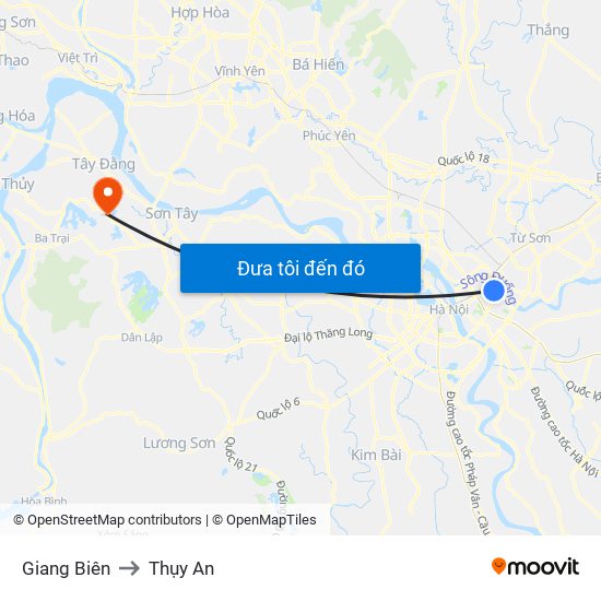 Giang Biên to Thụy An map