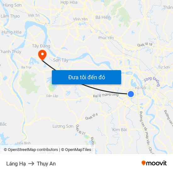 Láng Hạ to Thụy An map