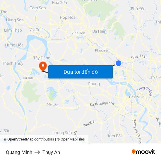 Quang Minh to Thụy An map