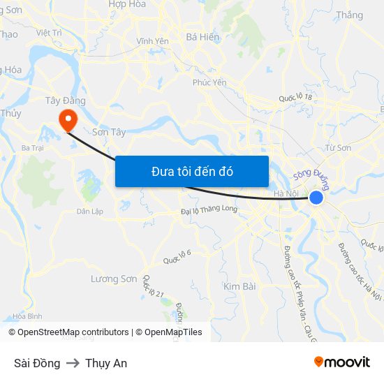 Sài Đồng to Thụy An map