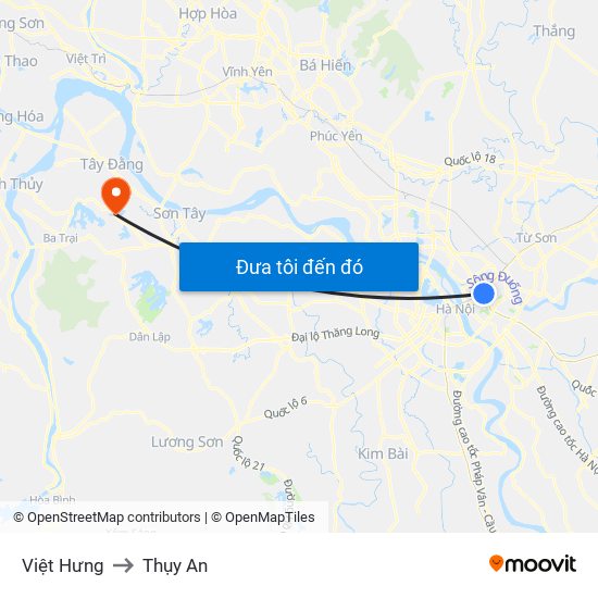Việt Hưng to Thụy An map