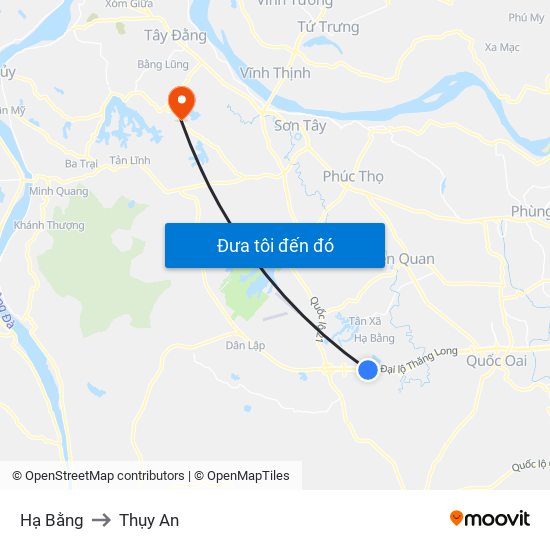 Hạ Bằng to Thụy An map