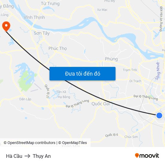 Hà Cầu to Thụy An map