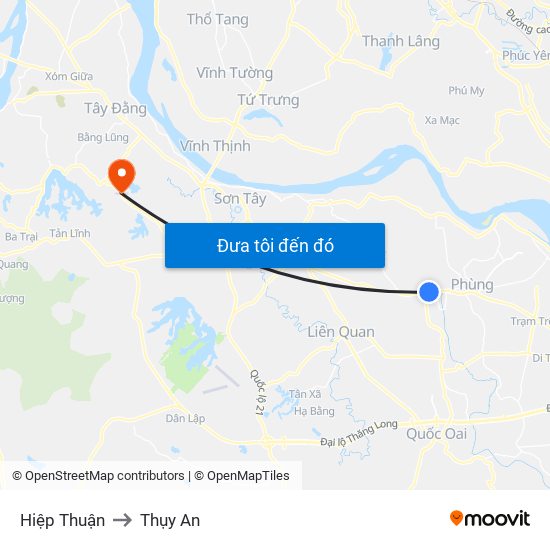 Hiệp Thuận to Thụy An map