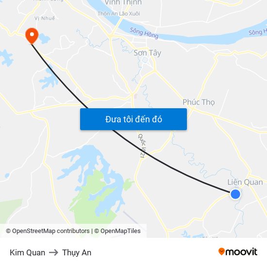 Kim Quan to Thụy An map