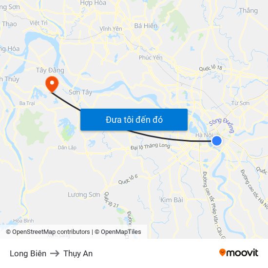 Long Biên to Thụy An map