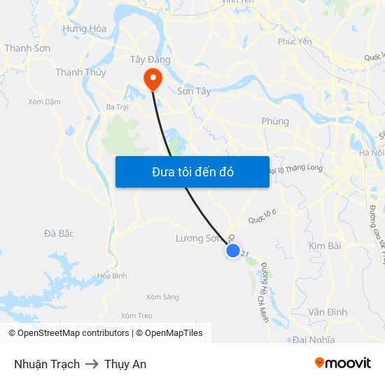 Nhuận Trạch to Thụy An map