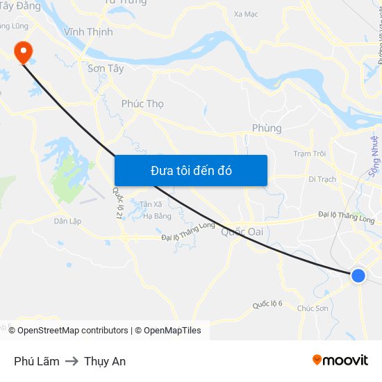 Phú Lãm to Thụy An map