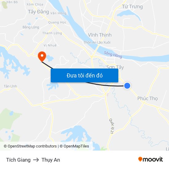 Tích Giang to Thụy An map