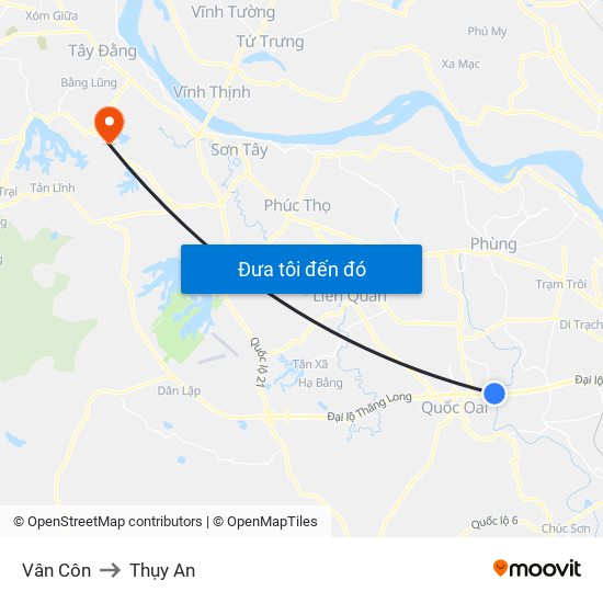 Vân Côn to Thụy An map