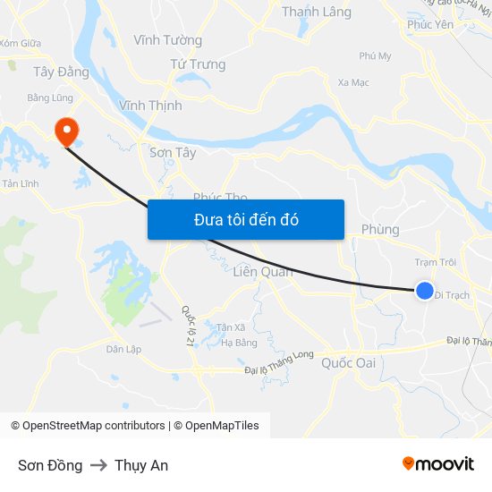 Sơn Đồng to Thụy An map