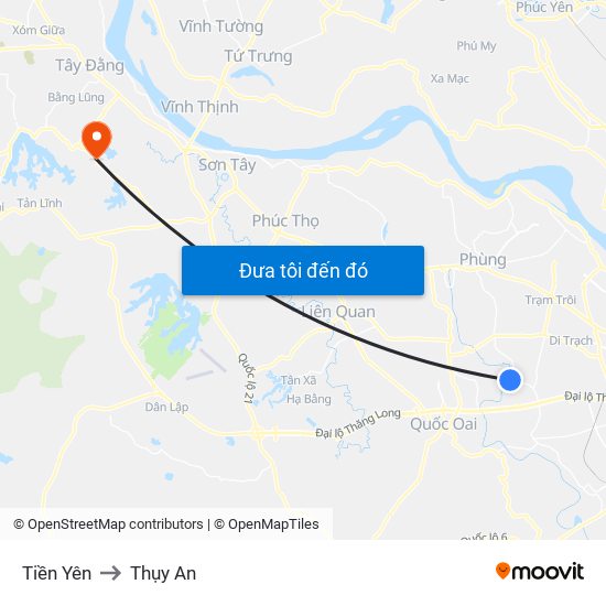 Tiền Yên to Thụy An map