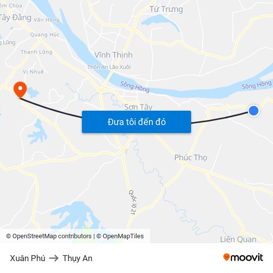 Xuân Phú to Thụy An map