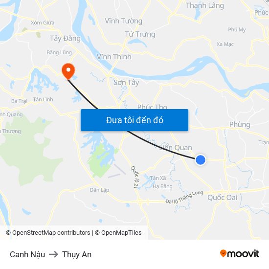 Canh Nậu to Thụy An map