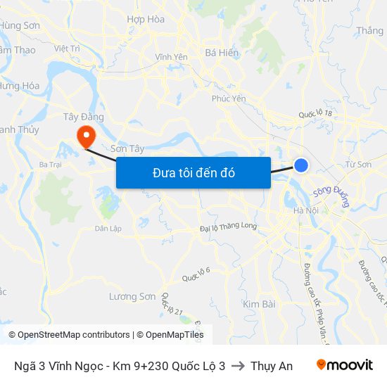 Ngã 3 Vĩnh Ngọc - Km 9+230 Quốc Lộ 3 to Thụy An map