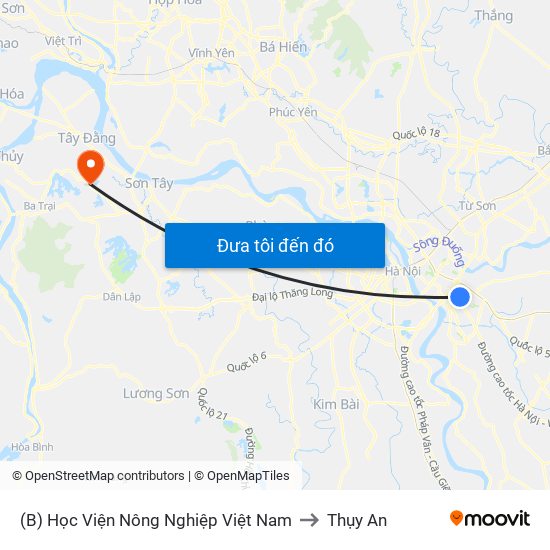 (B) Học Viện Nông Nghiệp Việt Nam to Thụy An map