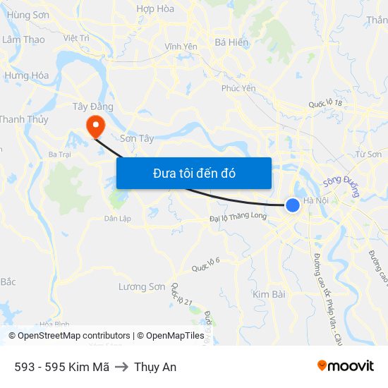 593 - 595 Kim Mã to Thụy An map