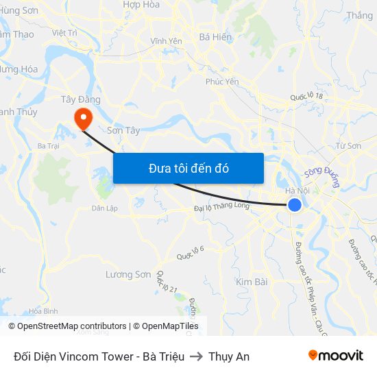 Đối Diện Vincom Tower - Bà Triệu to Thụy An map