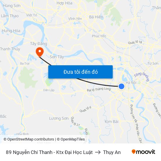 89 Nguyễn Chí Thanh - Ktx Đại Học Luật to Thụy An map