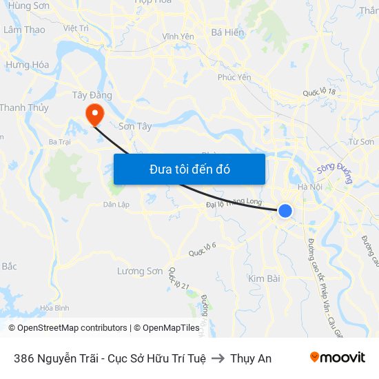 386 Nguyễn Trãi - Cục Sở Hữu Trí Tuệ to Thụy An map